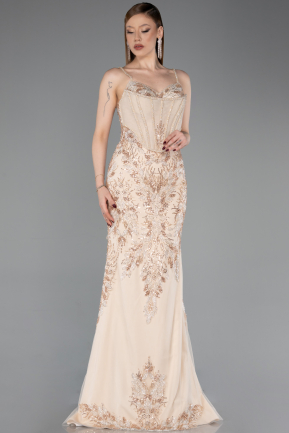 Robe De Fiançailles Grande Taille Longue Or ABU6132
