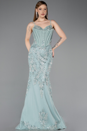Robe De Fiançailles Grande Taille Longue Menthe ABU6132