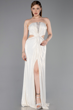 Robe de Soirée Longue Beige ABU6127