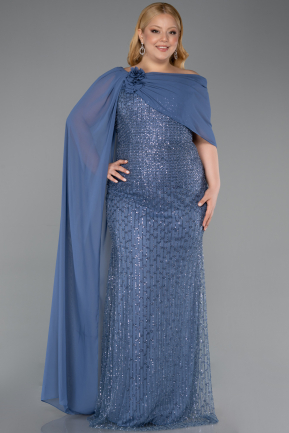 Robe De Soirée Grande Taille Perlé Longue Indigo ABU5819
