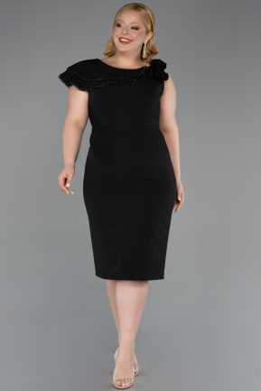 Robe De Invitation Grande Taille Midi Noir ABK2618