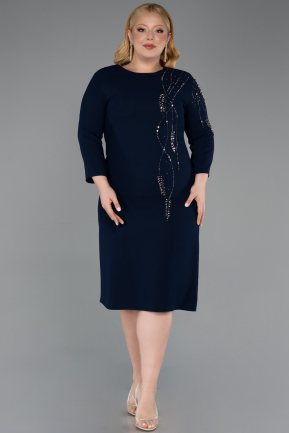 Robe De Invitation Grande Taille Midi Bleu Marine ABK2620