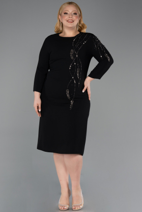 Robe De Invitation Grande Taille Midi Noir ABK2620