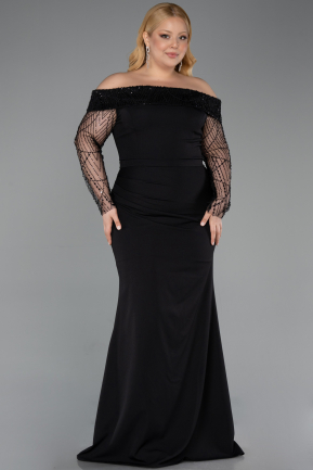 Robe Grande Taille Longue Noir ABU6103