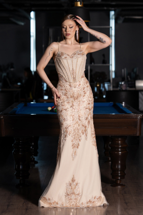 Robe Haute Couture Longue Or ABU6116