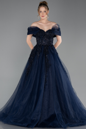 Robes De Soirée Grande Taille Longue Bleu Marine ABU3623