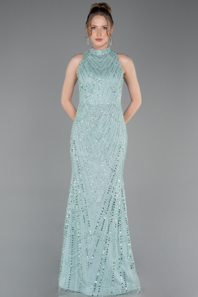 Robe De Soirée Longue Menthe ABU4791