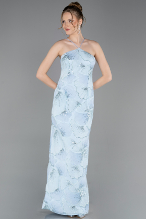 Robe De Soirée Squameuse Longue Bleu clair ABU5713