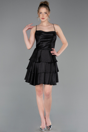 Robe de Cérémonie Courte Satin Noir ABK2624