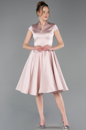 Robe de Cérémonie Midi Satin Poudre ABK2626