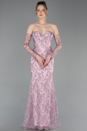 Robe de Soirée Longue Lacé Poudre ABU6159
