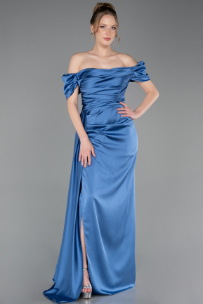 Robe de Fiançaille Longue Satin Indigo ABU1606