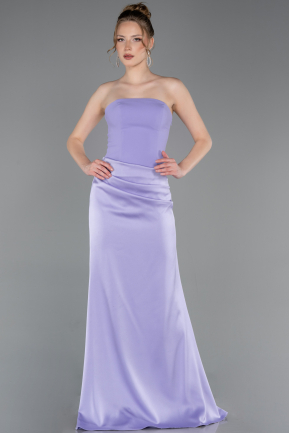 Robe de Soirée Longue Satin Lilas ABU6096