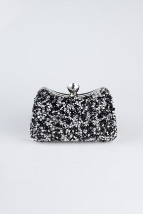 Sac De Soirée Luxe Noir-Argent SH828