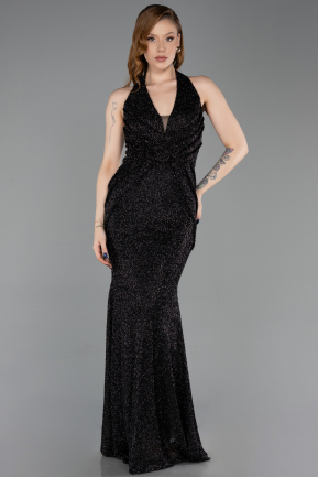 Robe Queue de Poisson Longue Perlé Noir ABU6165
