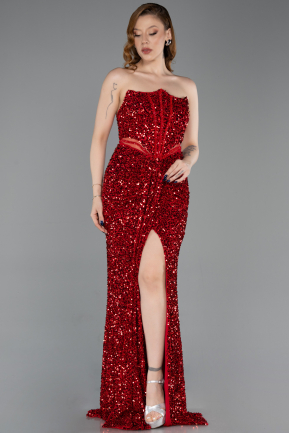 Robe De Soirée Longue Rouge ABU5185