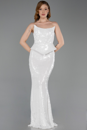 Robe Queue De Poisson Longue Blanc ABU5721
