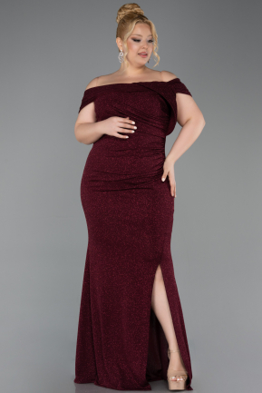 Robe De Soirée Grande Taille Longue Rouge Bordeaux ABU5714