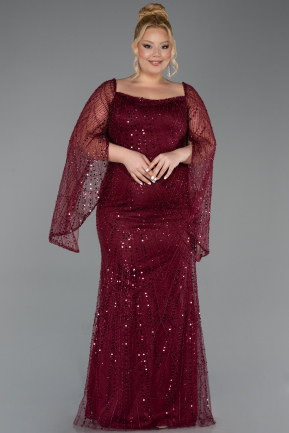 Robe De Soirée Grande Taille Perlé Longue Rouge Bordeaux ABU5067
