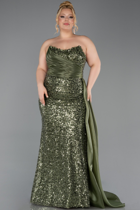 Robe De Fiançailles Grande Taille Longue Squameuse Kaki ABU6174