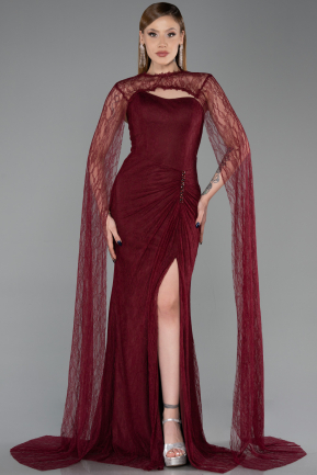 Robe De Soirée Dantelle Longue Couleur Cerise ABU5614