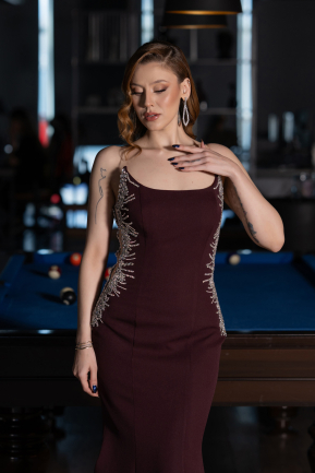 Robe Queue de Poisson Longue Couleur Cerise ABU6168