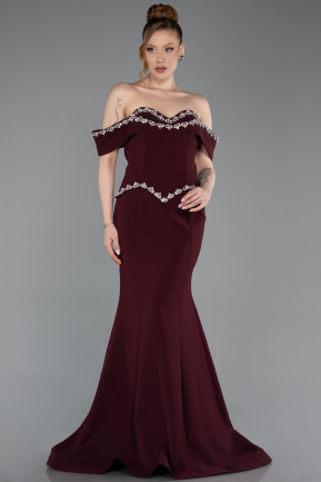 Robe Queue de Poisson Longue Couleur Cerise ABU6198