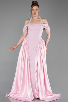 Robe De Soirée Satin Longue Poudre ABU5995