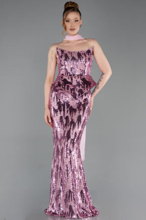 Robe de Soirée Longue Squameuse Poudre ABU6202