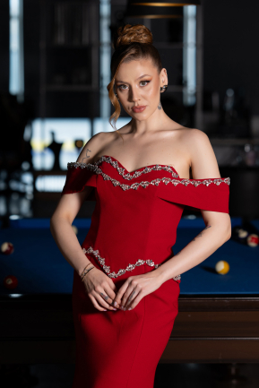 Robe Queue de Poisson Longue Rouge ABU6198