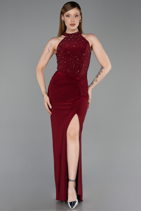 Robe de Soirée Longue Rouge Bordeaux ABU6215