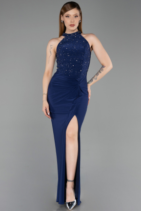Robe de Soirée Longue Bleu Marine ABU6215
