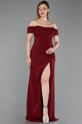 Robe de Soirée Longue Rouge Bordeaux ABU6216