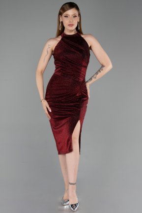 Robe de Cérémonie Midi Rouge Bordeaux ABK2635