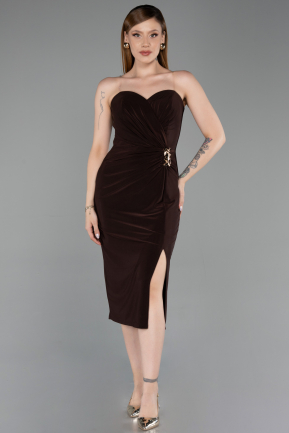 Robe de Cérémonie Midi Brun ABK2637