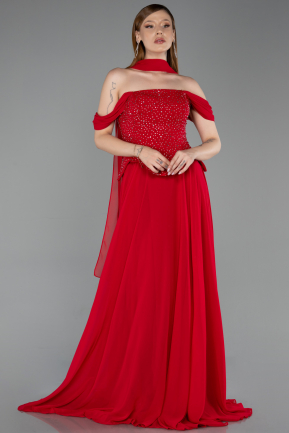 Robe Grande Taille Longue Mousseline Rouge ABU6247
