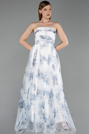Robe de Soirée Longue Bleu Marine ABU6228