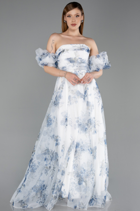 Robe de Soirée Longue Bleu Marine ABU6228