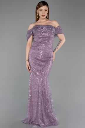 Robe de Soirée Longue Squameuse Lavande ABU6237