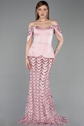 Robe de Soirée Longue Squameuse Poudre ABU6243