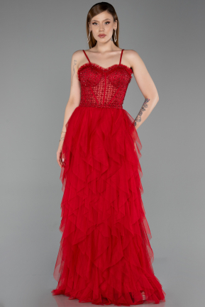 Robe de Soirée Longue Rouge ABU6245