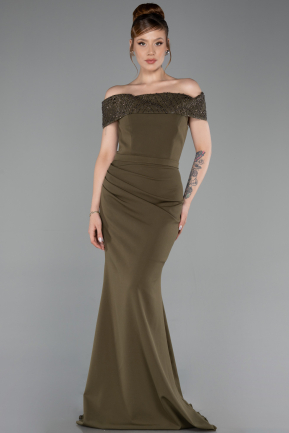 Robe de Soirée Longue Kaki ABU6217