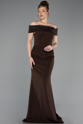 Robe de Soirée Longue Brun ABU6217