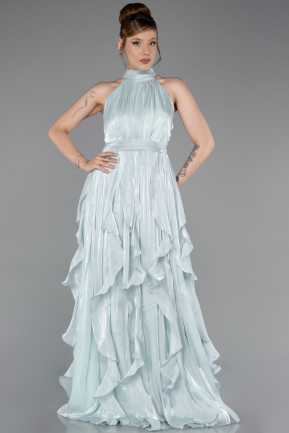 Robe de Soirée Longue Mousseline Menthe ABU6227