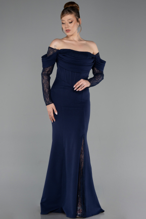 Robe Queue de Poisson Longue Bleu Marine ABU6235