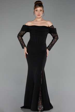 Robe Queue de Poisson Longue Noir ABU6235