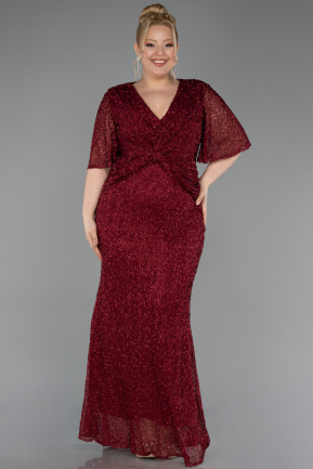 Robe De Soirée Grande Taille Longue Rouge Bordeaux ABU4542