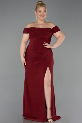 Robe De Graduation Grande Taille Longue Rouge Bordeaux ABU6246