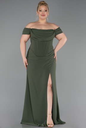 Robe De Graduation Grande Taille Longue Kaki ABU6246