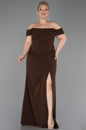 Robe De Graduation Grande Taille Longue Brun ABU6246